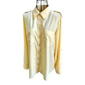 CHICO'S Model Blend Button Down Roll Up Long Sleeve Tunic in Daffodil  SIZE LG